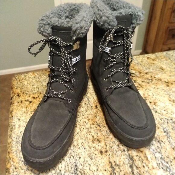 Sperry Juneau Lace Up Winter Boots Womens 10 Black Gray STS86817 - Picture 2 of 12